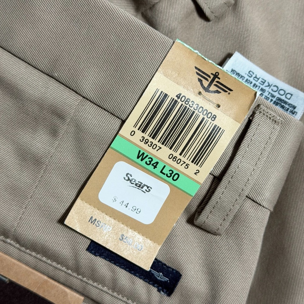 Dockers Pants Mens 34x30 Tan D1 Signature Khakis Flat Front Slim Fit Slacks New - Picture 3 of 11